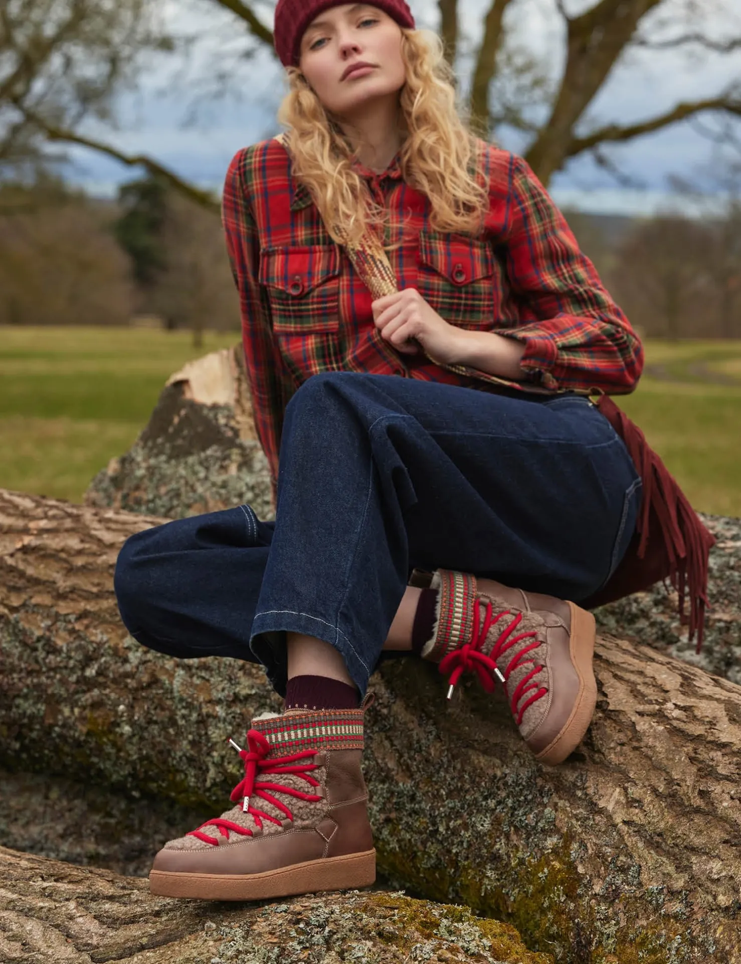 Penelope Chilvers Winter Boots | Lace Up Boots*Cosmos Fleece Boot