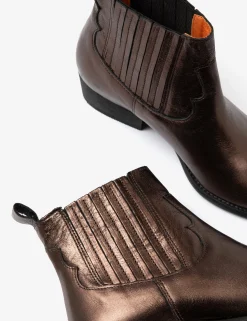 Penelope Chilvers Ankle Boots*Frontier Metallic Leather Boot
