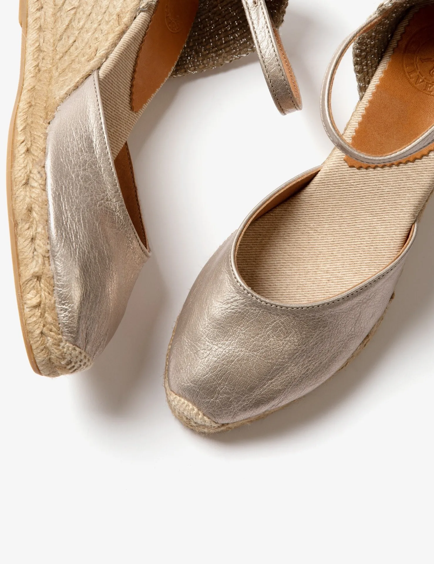 Penelope Chilvers Espadrilles*High Mary Jane Metallic Leather Espadrille