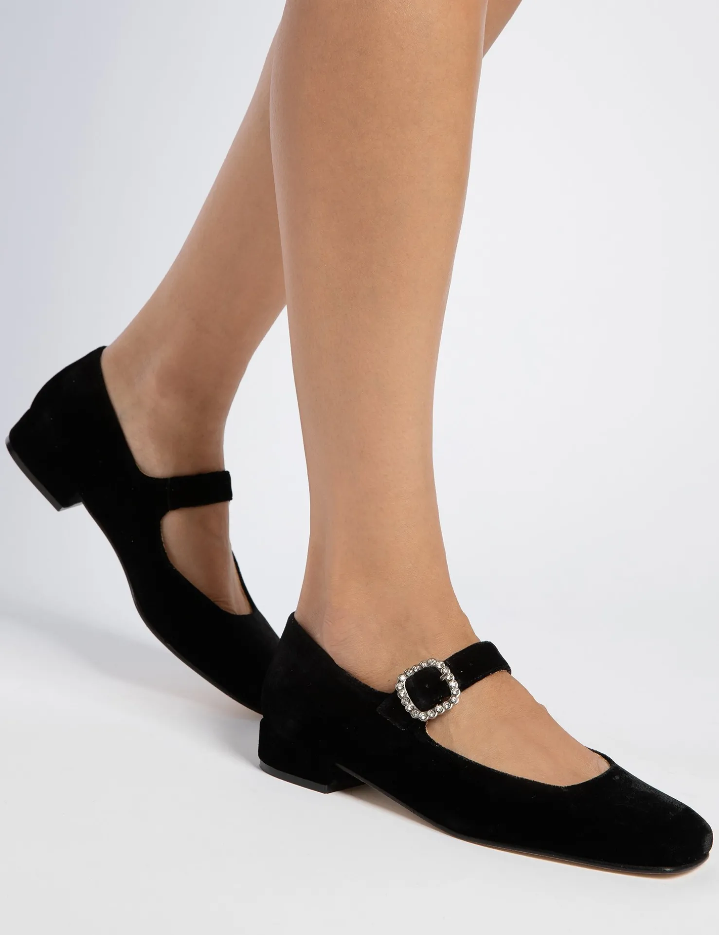 Penelope Chilvers Heeled Shoes | Mary Janes*Low Mary Jane Diamante Velvet Shoe