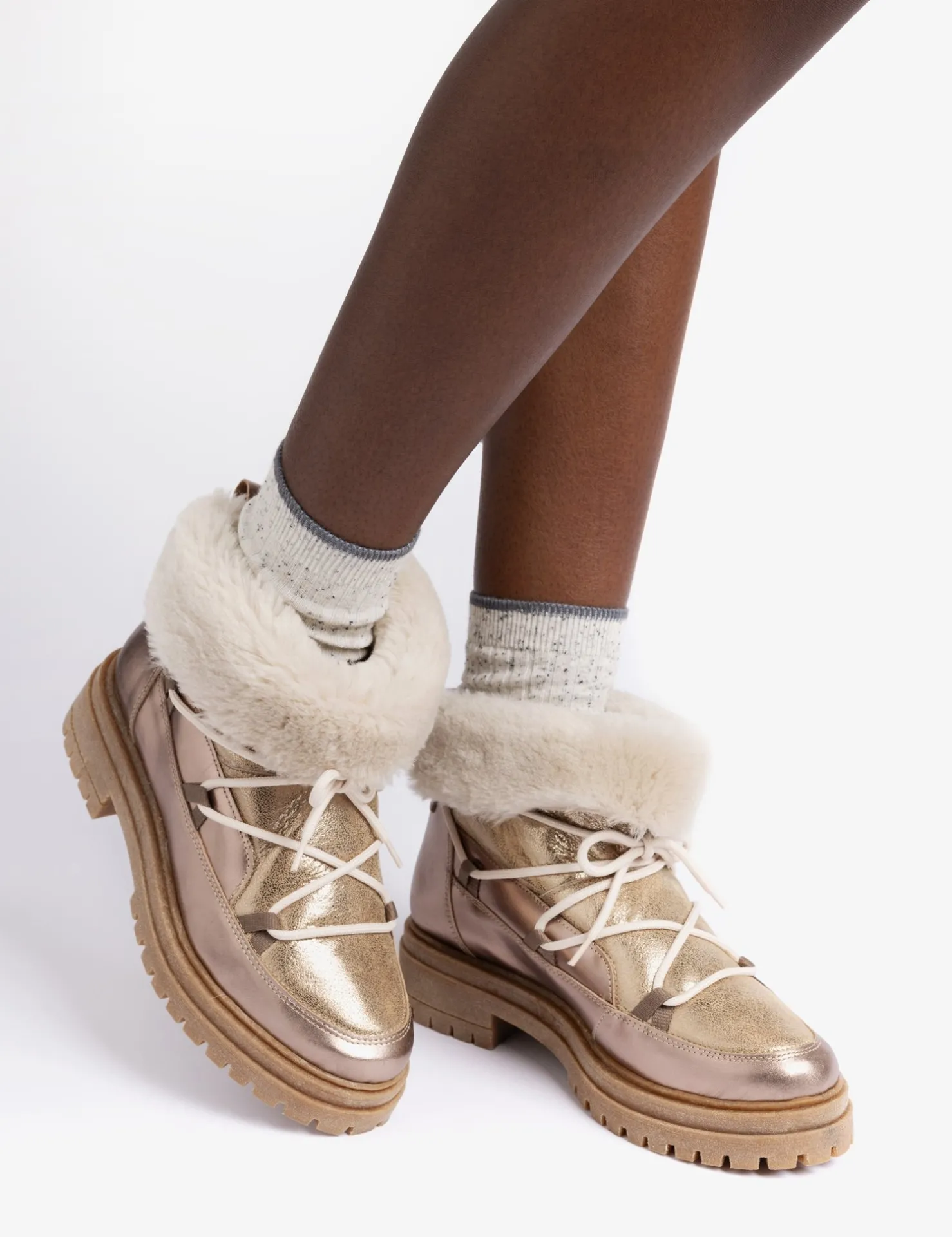 Penelope Chilvers Winter Boots | Wool & Shearling*Stornoway Metallic Shearling-Lined Boot